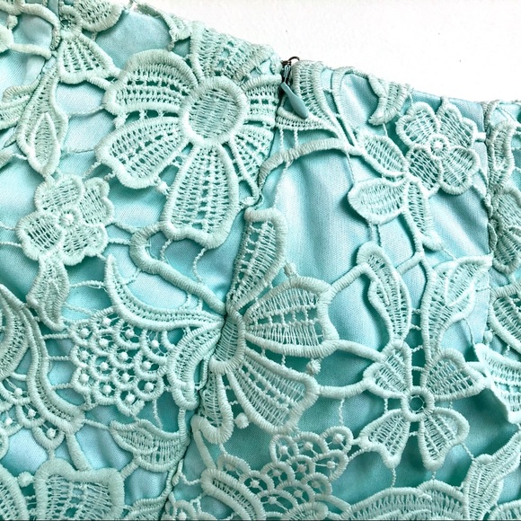 Beautiful Seafoam Green Lace Midi Skirt - Picture 6 of 16